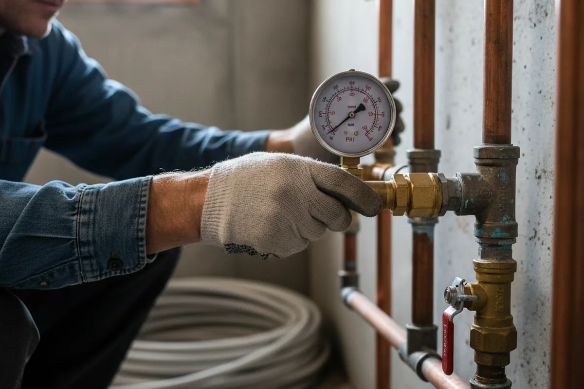 Pressure testing a repaired line during Water Line Repair in Pylesville